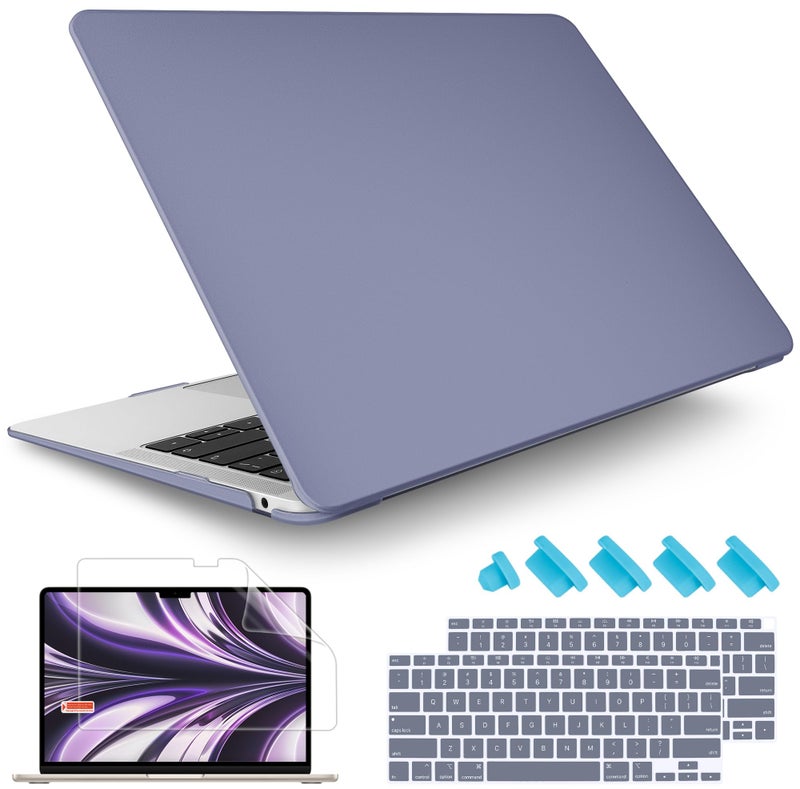 May Chen Compatible with New MacBook Air 13 inch Case 2021 2020 2019 2018 Model: M1 A2337 A2179 A1932, Plastic Hard Shell Case for Mac Air 13 inch with Retina Display Fits Touch ID, Lavender Gray - Image 1